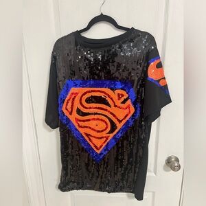 Superman sequinned t-shirt dress sz O/S